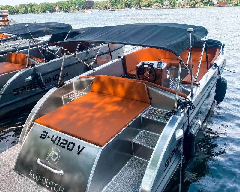 Berlin: Electric Boat Rental for self-driving 2 hrs - Value and price: €322 for up to 12 is about group math