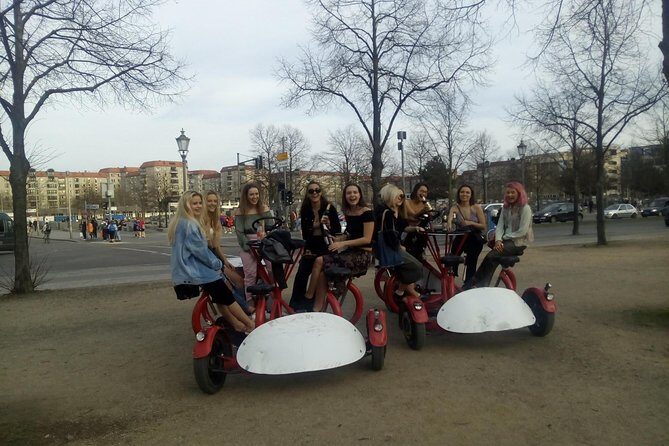 Jetbike Berlin fun bike beer bike - Potsdamer Platz and the Sony Center: traffic, walls, and one standout fact